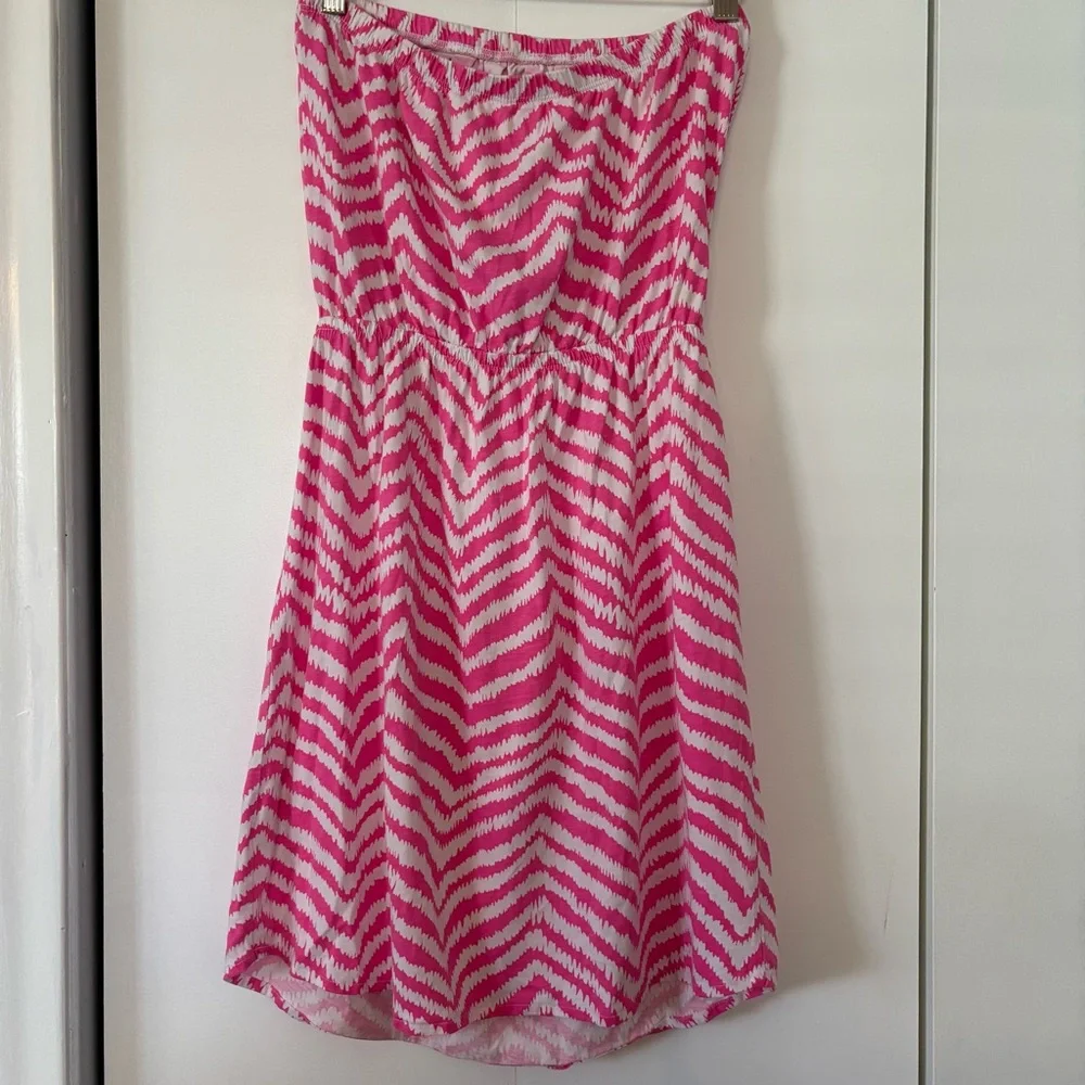 Lilly Pulitzer Women’s Strapless Mini Dress Windsor Zebron Size S Pink White - Picture 2 of 8